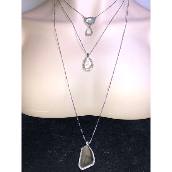 CHLOE + ISABEL multi-layer organic stone pavé pendant necklace - N108 - Picture 2 of 5